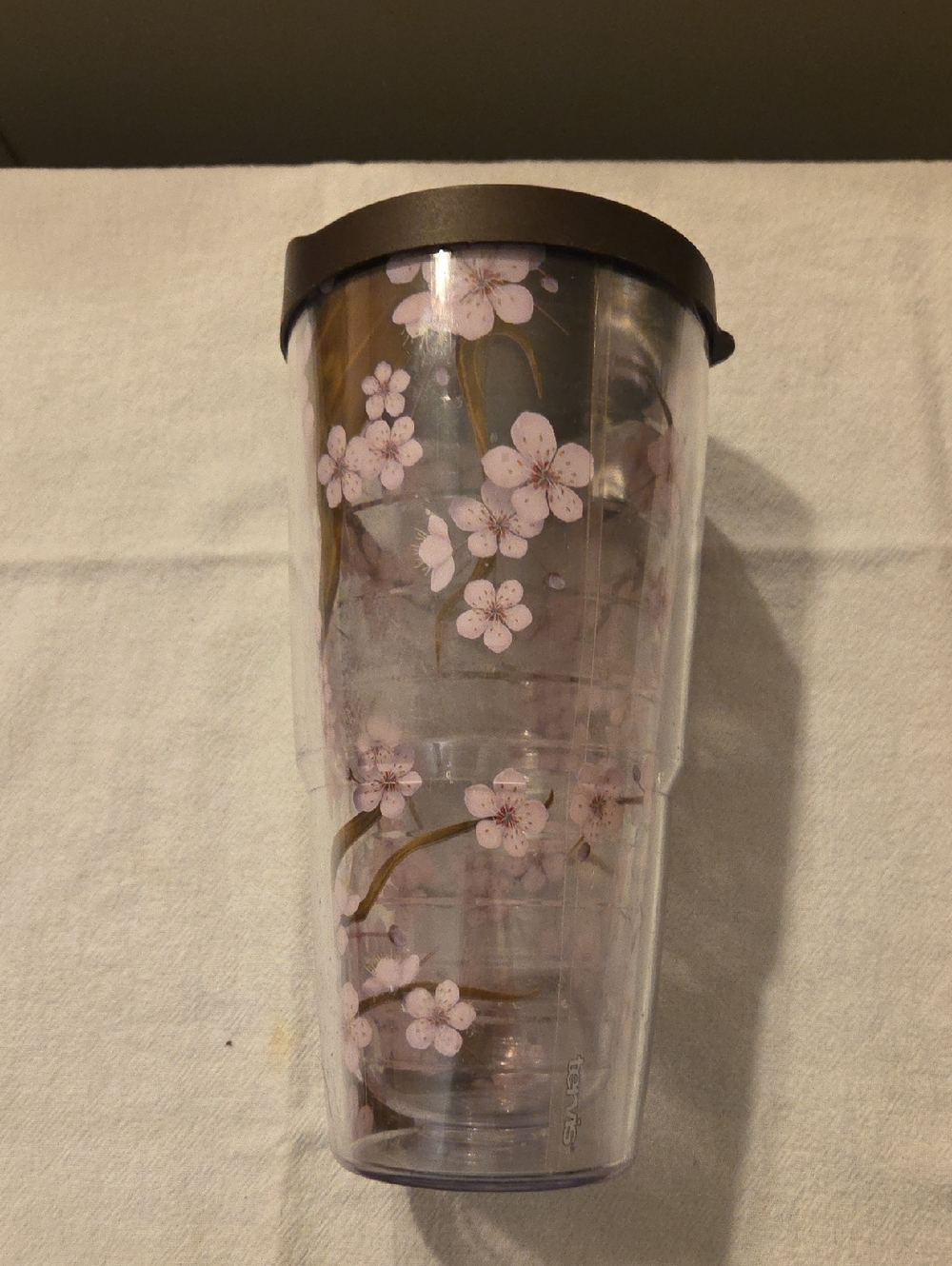 tervis Pink Cherry Blossom Tumbler with Brown Lid